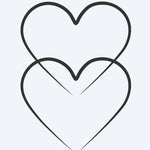 Design del tatuaggio semi-permanente Double Hearts di INKON – illustrazione di due cuori sovrapposti a contorno, 2 x 2 in (5x5cm), disponibile su inkon.co