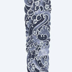 Design del tatuaggio semi-permanente Japanese Waves & Sakura di INKON – illustrazione manica, intera, giapponesi, onde, rotolano, 8 x 20 in (20x50cm), disponibile su inkon.co