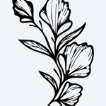 Design del tatuaggio semi-permanente Floral Branch di INKON – illustrazione floreale, ramo, delicati, fiore, fiori, 3 x 4 in (7x10cm), disponibile su inkon.co