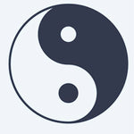 Design del tatuaggio semi-permanente Yin Yang di INKON – illustrazione di simbolo yin yang equilibrato di armonia e dualità, 2 x 2 in (5x5cm), disponibile su inkon.co