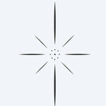 Design del tatuaggio semi-permanente Sparkle Star di INKON – illustrazione di stella a otto punte con accenti a punti, 2 x 2 in (5x5cm), disponibile su inkon.co