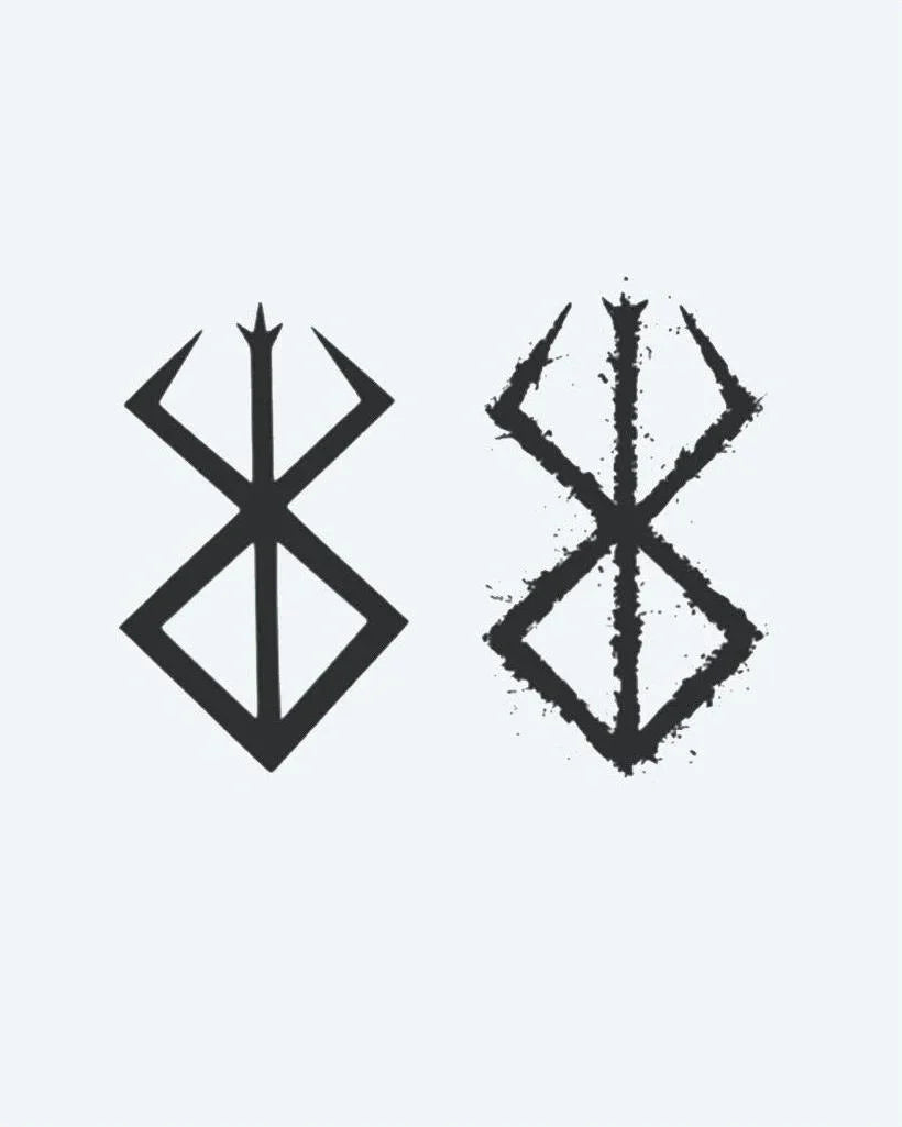 Design del tatuaggio semi-permanente Norse Rune Symbol di INKON – illustrazione varianti, norrena, vincolata, runa, logorato, 3 x 4 in (7x10cm), disponibile su inkon.co