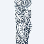 Design del tatuaggio semi-permanente Polynesian Tribal di INKON – illustrazione polinesiano, tribale, manica, intera, maori, 8 x 20 in (20x50cm), disponibile su inkon.co