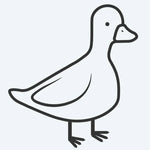 Design del tatuaggio semi-permanente Little Duck di INKON – illustrazione di adorabile anatra in stile cartone animato, 2 x 2 in (5x5cm), disponibile su inkon.co