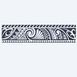 Design del tatuaggio semi-permanente Bracciale Tribale Polinesiano di INKON – illustrazione maori, bracciale, fluenti, koru, spirali, 2 x 9 in (5x23cm), disponibile su inkon.co