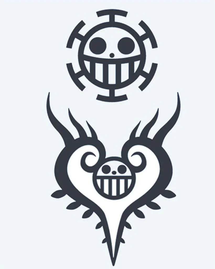 Design del tatuaggio semi-permanente Emblemi Teschio Pirata di INKON – illustrazione pirata, teschio, jolly, roger, emblemi, 4 x 7 in (10x17cm), disponibile su inkon.co