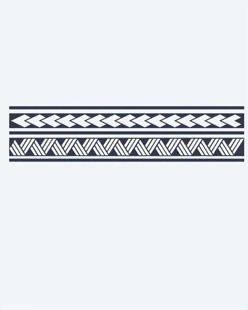 Design del tatuaggio semi-permanente Bracciale Freccia e Treccia di INKON – illustrazione geometrico, tribale, bracciale, freccia, chevron, 2 x 9 in (5x23cm), disponibile su inkon.co