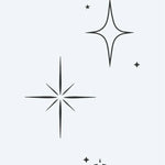 Design del tatuaggio semi-permanente Sparkle Stars di INKON – illustrazione minimalisti, assortite, quattro, punte, otto, 3 x 4 in (6x11cm), disponibile su inkon.co