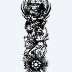 Design del tatuaggio semi-permanente Viking Warrior Sleeve di INKON – illustrazione epico, norrena, manica, intera, vichingo, 8 x 20 in (20x50cm), disponibile su inkon.co