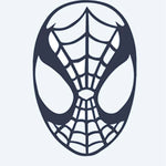 Design del tatuaggio semi-permanente Web Hero Mask di INKON – illustrazione iconica, ragnatela, supereroe, maschera, grandi, 2 x 2 in (5x5cm), disponibile su inkon.co
