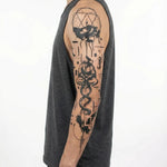 Tatuaggio semi-permanente INKON Japanese Dragon & Kanji applicato su un uomo – design 8 x 20 in (20x50cm), aspetto realistico dell'inchiostro, dura 10 giorni