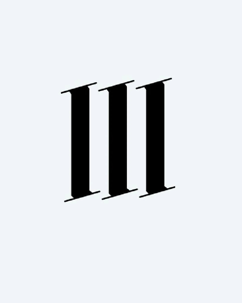 Design del tatuaggio semi-permanente Bold Roman Numeral di INKON – illustrazione di tipografia blackwork di numero romano, 2 x 2 in (5x5cm), disponibile su inkon.co