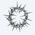 Design del tatuaggio semi-permanente Corona di Spine di INKON – illustrazione corona, spine, cerchio, affilate, punte, 4 x 4 in (9x9cm), disponibile su inkon.co