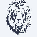 Design del tatuaggio semi-permanente Lion Portrait di INKON – illustrazione di maestoso ritratto del volto di un leone, 2 x 2 in (5x5cm), disponibile su inkon.co